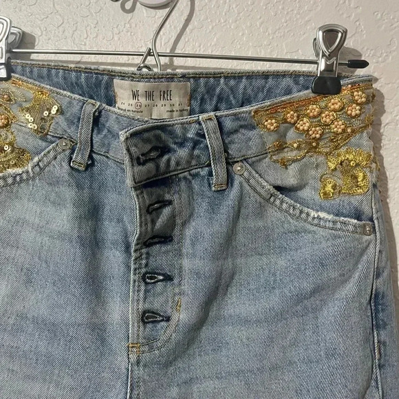 We The Free Gold Embroidery Jeans size 26 - Picture 2 of 7